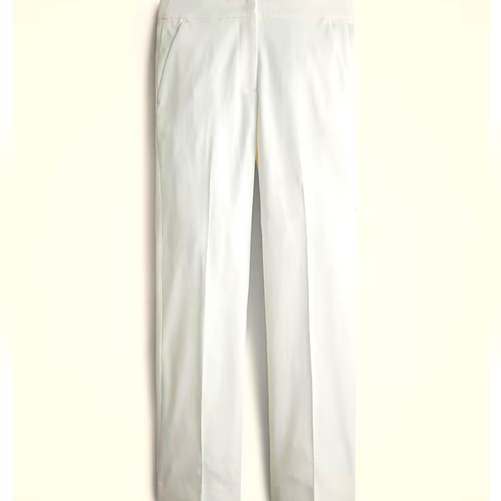 J Crew Kate Straight Leg Bi-Stretch Cotton in Ivory- NWT - 12